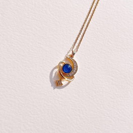 Heliophilia Silver Collar de Acero Inoxidable 316L Resistente al Agua y Corrosión, Azul Marino y Oro, 45 cm + 5 cm Extensión